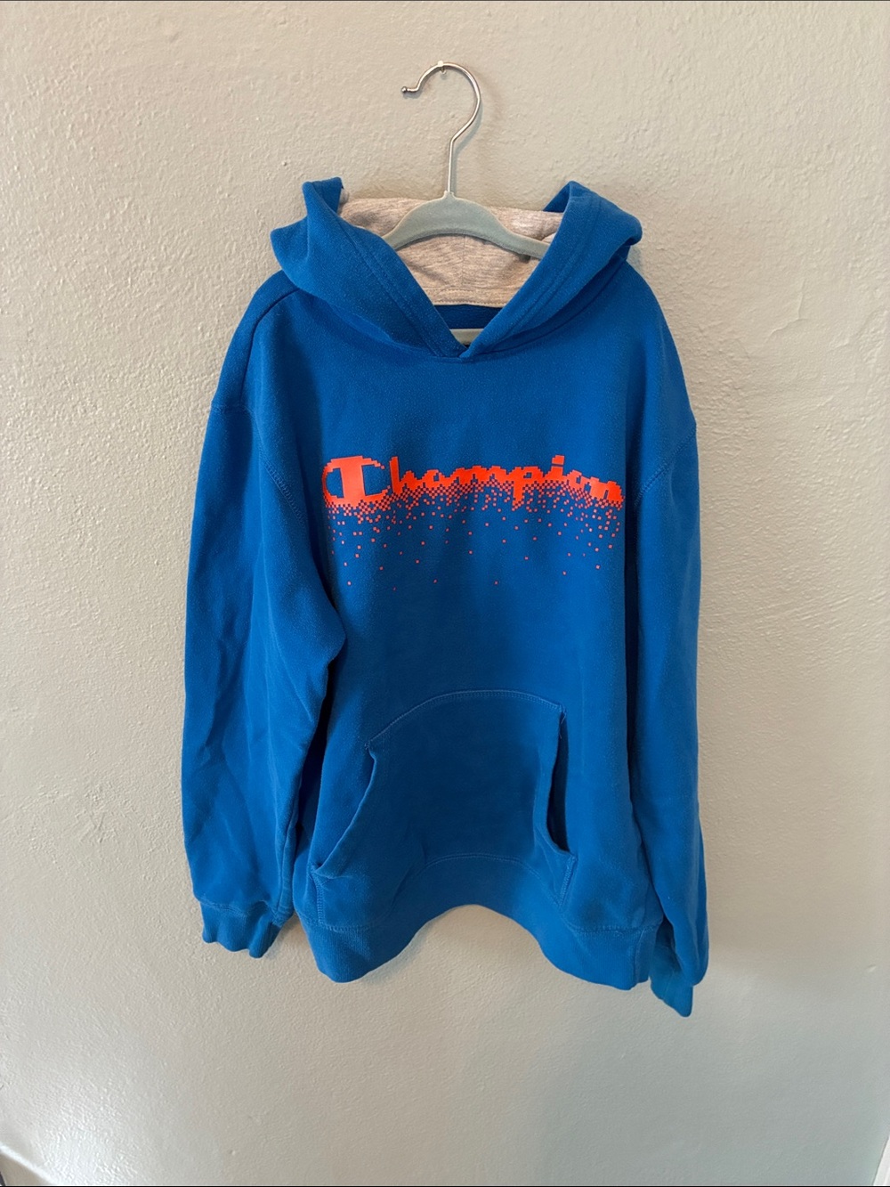Champion Boys Blue Long Sleeve Pullover Hoodie Kangaroo Pocket Large